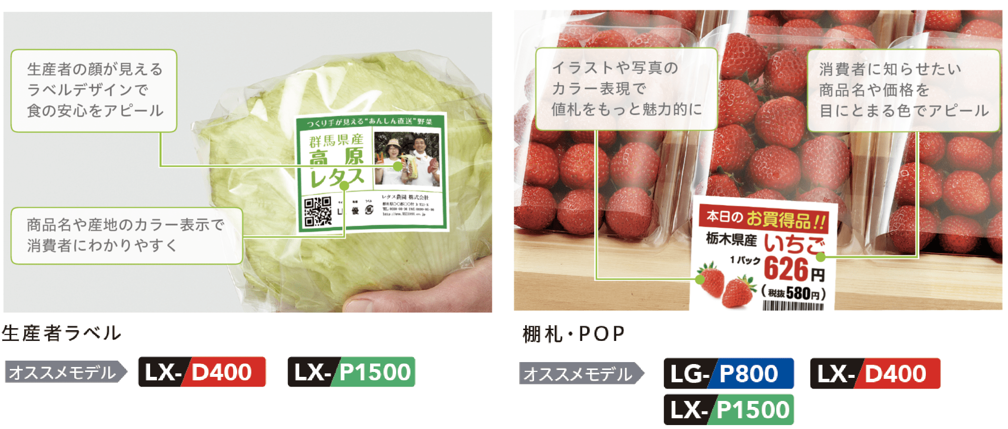 ラベルプリンターの業種別ラベルギャラリー　リテール業