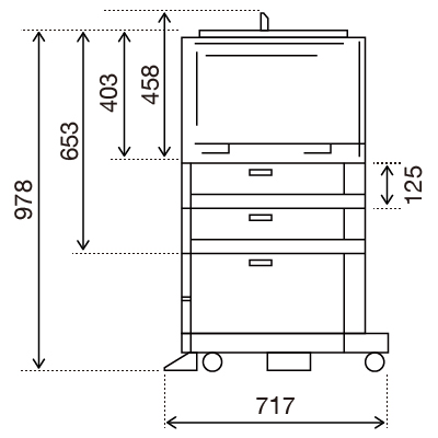 LBP863Ci 寸法図（横から見た図）