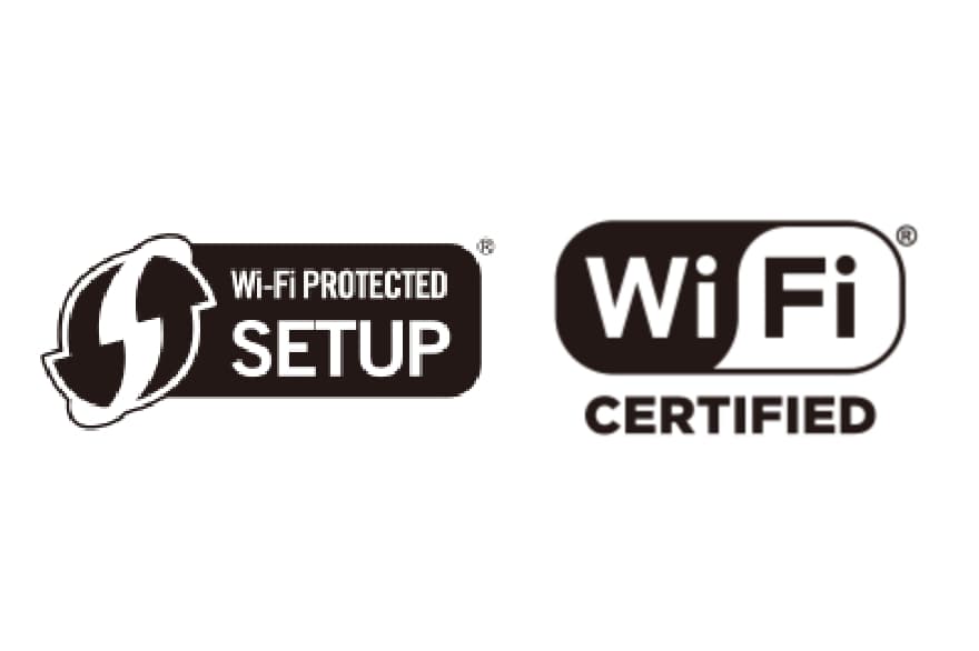 図：Wi-Fi、WPSのロゴマーク