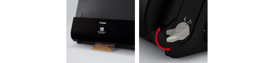 写真：2Way排紙切り替えの本体側面レバー