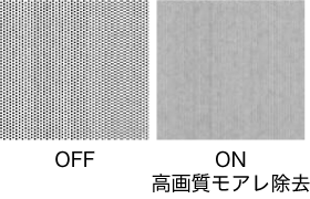 図版：モアレ除去ONとOFFの比較