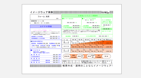 保険会社のニーズに応じた表現力豊かな保険設計書の設計を実現。