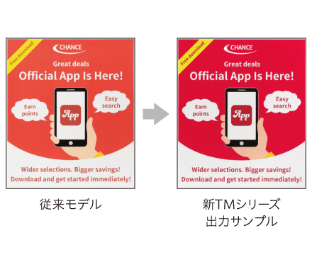 図:マゼンタインク 従来モデルと新TMシリーズの比較