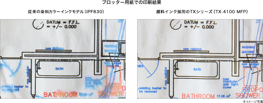 プロッター用紙での印刷結果比較
