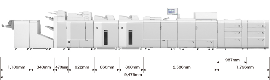 imagePRESS C7011VP/C6011 占有寸法 正面図