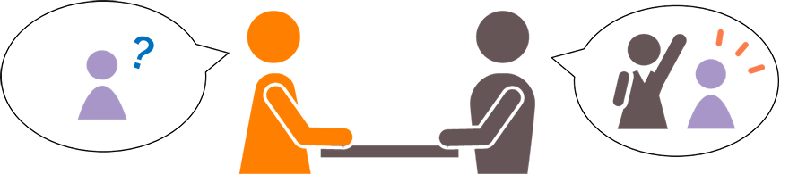 こどものことに関して保護者さまと先生が話し合っている様子