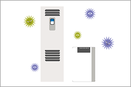 加湿・空気清浄機と微酸性電解水の生成装置