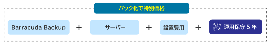 「パック化で特別価格」Barracuda Backup + サーバー + 設置費用 + 運用保守5年