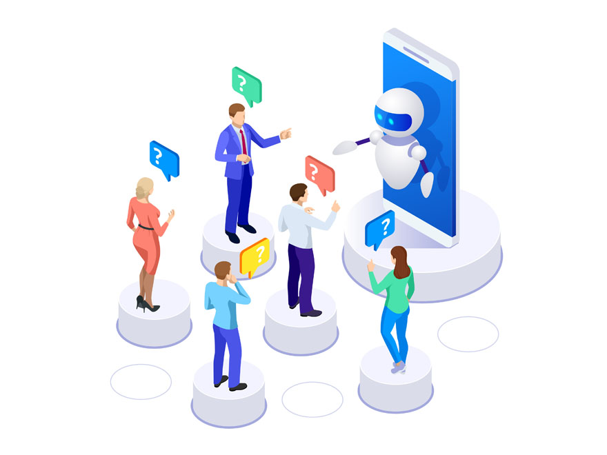 チャットボットがお問い合わせを対応するイメージ
