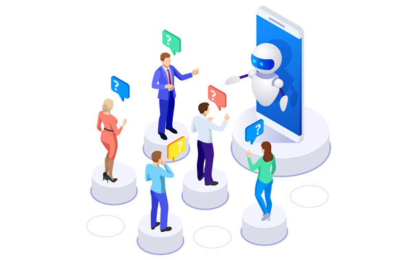 ヘルプデスク業務の一部をチャットボットが代行しているイメージ