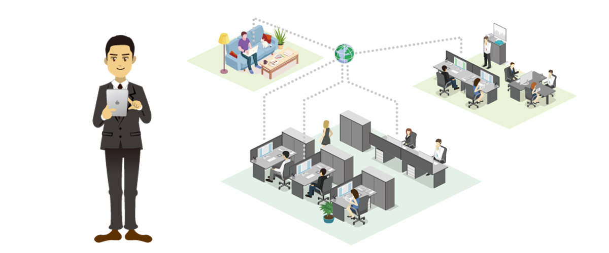 時間や場所の制約を受けずに社内システムにアクセスし、社内外と円滑なコミュニケーションできる環境を構築できれば、フリーアドレスやサテライトオフィス、テレワークなど柔軟なワークスタイルの選択が可能になります。